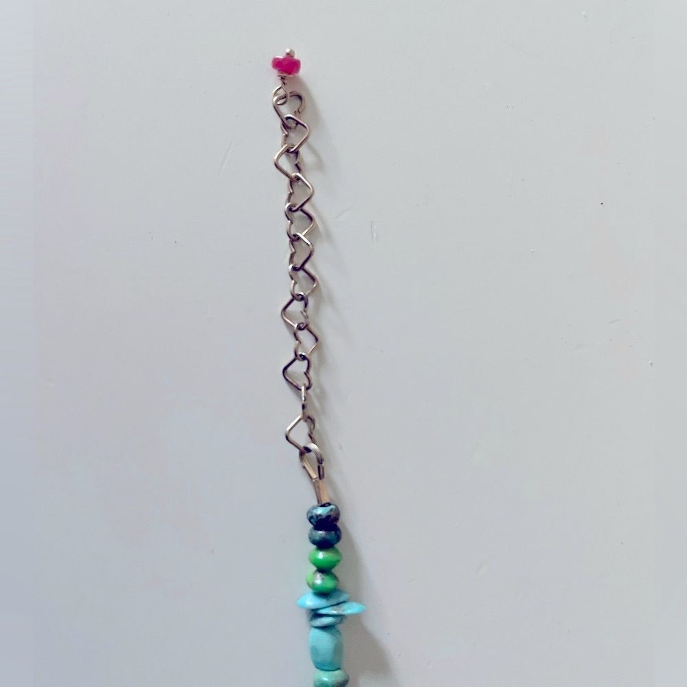 Gorgeous, unique Riverstone semi-precious beaded necklace, 15 inches adjustable. - Picture 7 of 7
